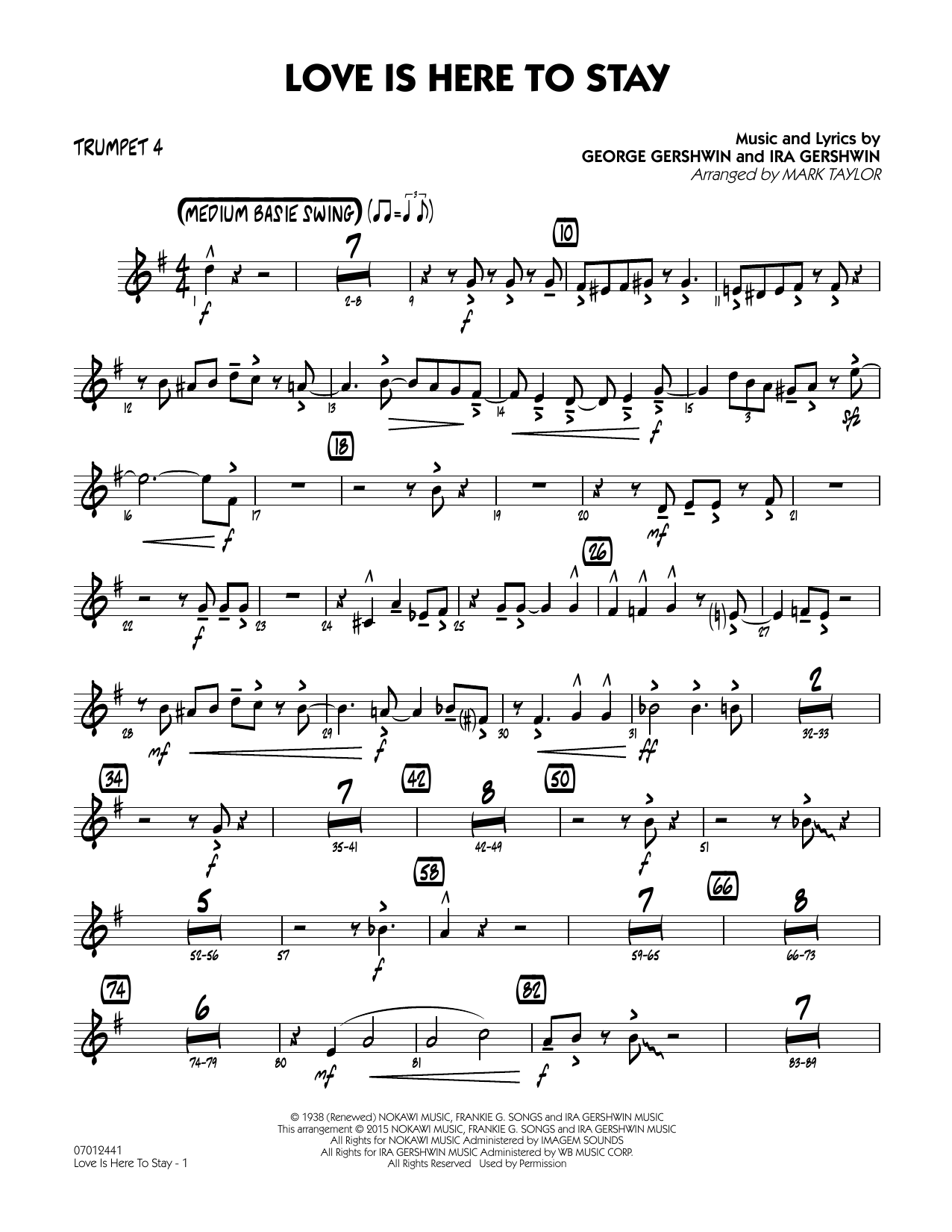 Mark Taylor Love Is Here to Stay - Trumpet 4 sheet music notes and chords. Download Printable PDF.