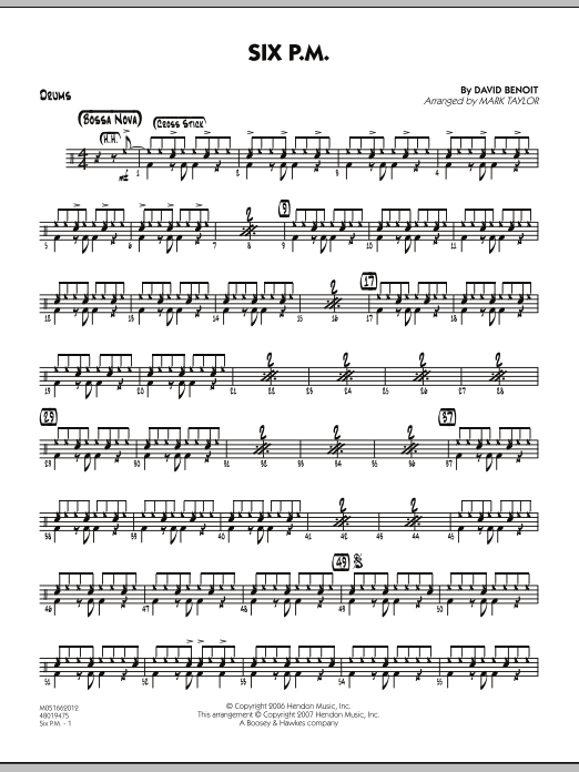 Mark Taylor Six P.M. - Drums sheet music notes and chords. Download Printable PDF.