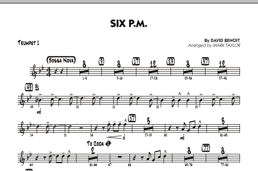 Mark Taylor Six P.M. - Trumpet 1 sheet music notes and chords. Download Printable PDF.