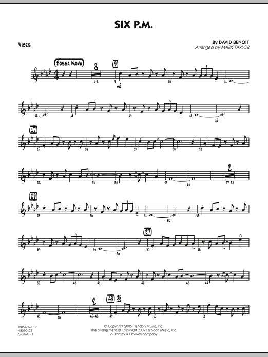 Mark Taylor Six P.M. - Vibes sheet music notes and chords. Download Printable PDF.