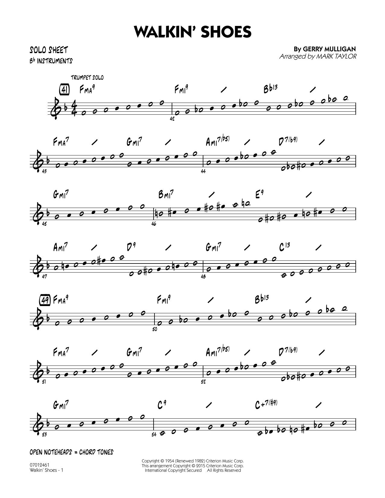 Mark Taylor Walkin' Shoes - Bb Solo Sheet sheet music notes and chords. Download Printable PDF.