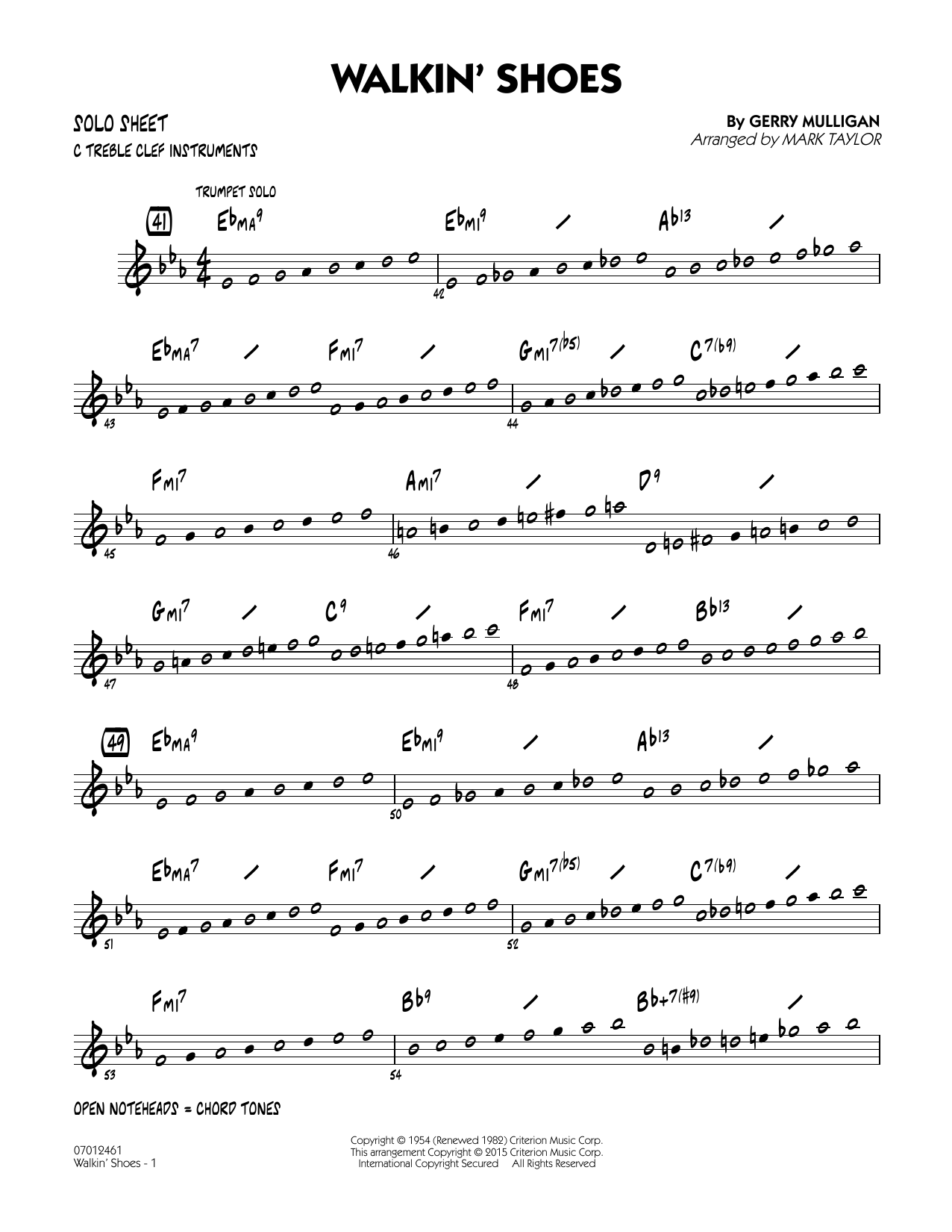 Mark Taylor Walkin' Shoes - C Solo Sheet sheet music notes and chords. Download Printable PDF.