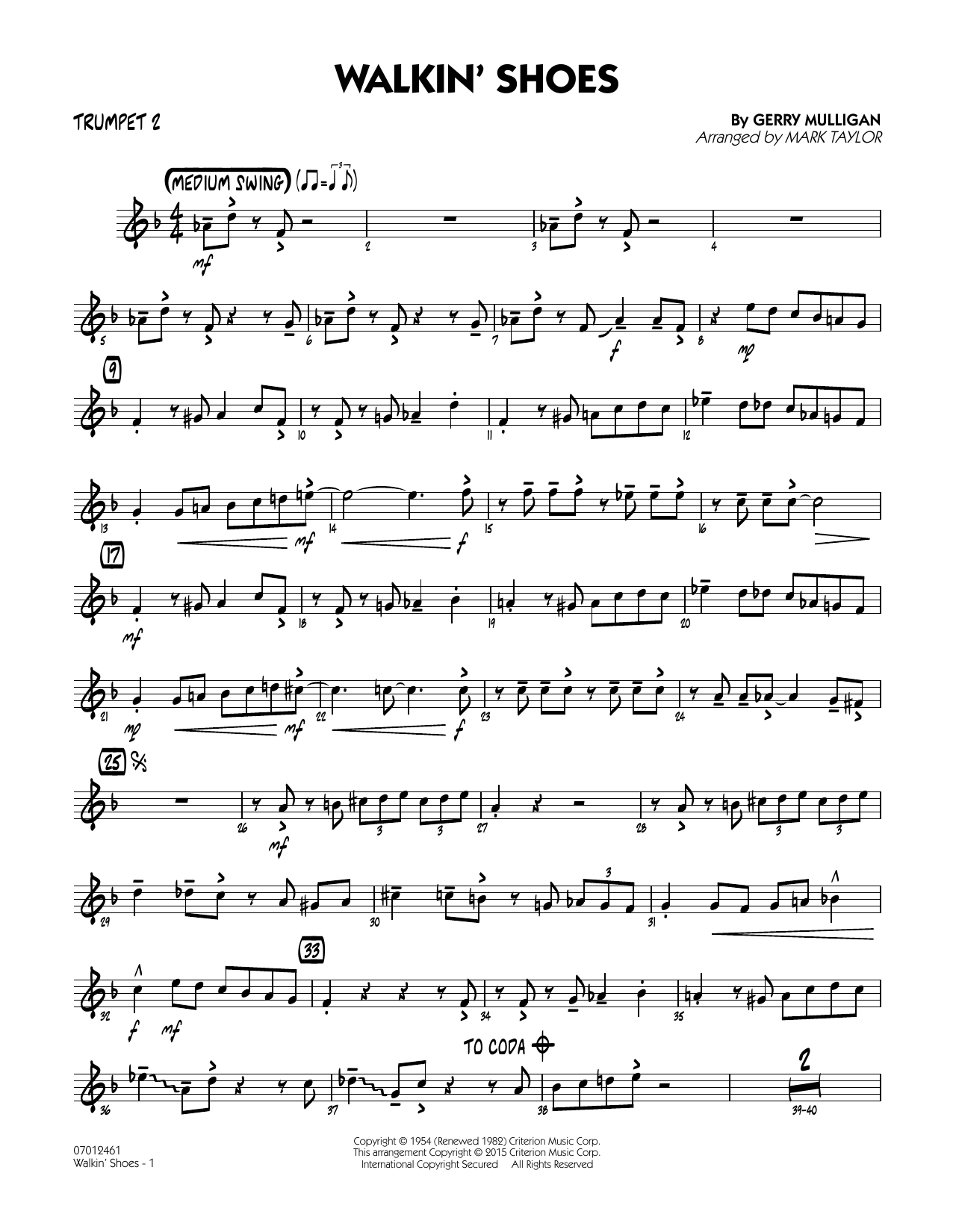 Mark Taylor Walkin' Shoes - Trumpet 2 sheet music notes and chords. Download Printable PDF.