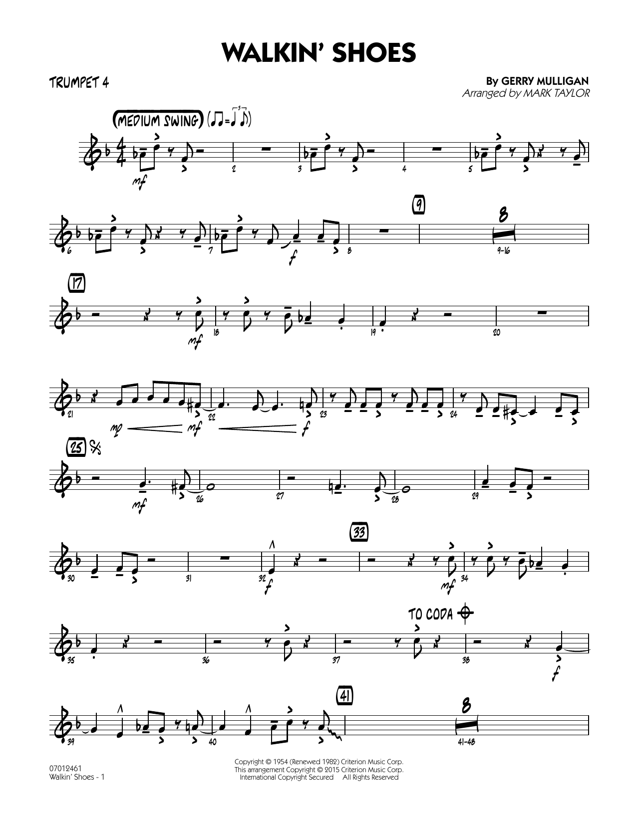 Mark Taylor Walkin' Shoes - Trumpet 4 sheet music notes and chords. Download Printable PDF.