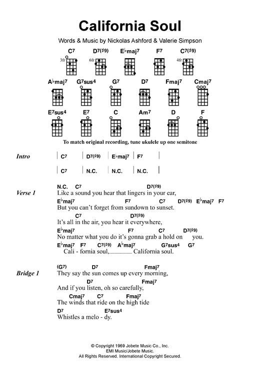 Marlena Shaw California Soul sheet music notes and chords arranged for Ukulele