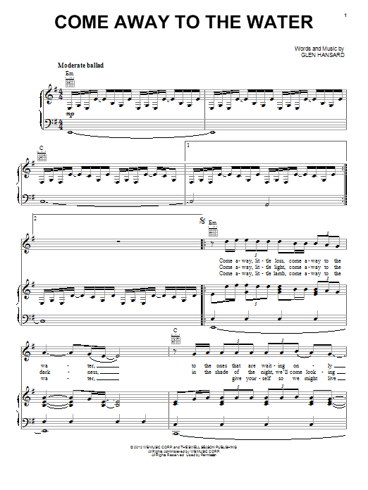 Maroon 5 Come Away To The Water sheet music notes and chords arranged for Piano, Vocal & Guitar Chords (Right-Hand Melody)
