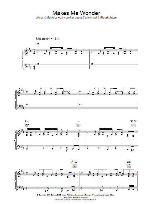 Maroon 5 Makes Me Wonder sheet music notes and chords arranged for Guitar Lead Sheet