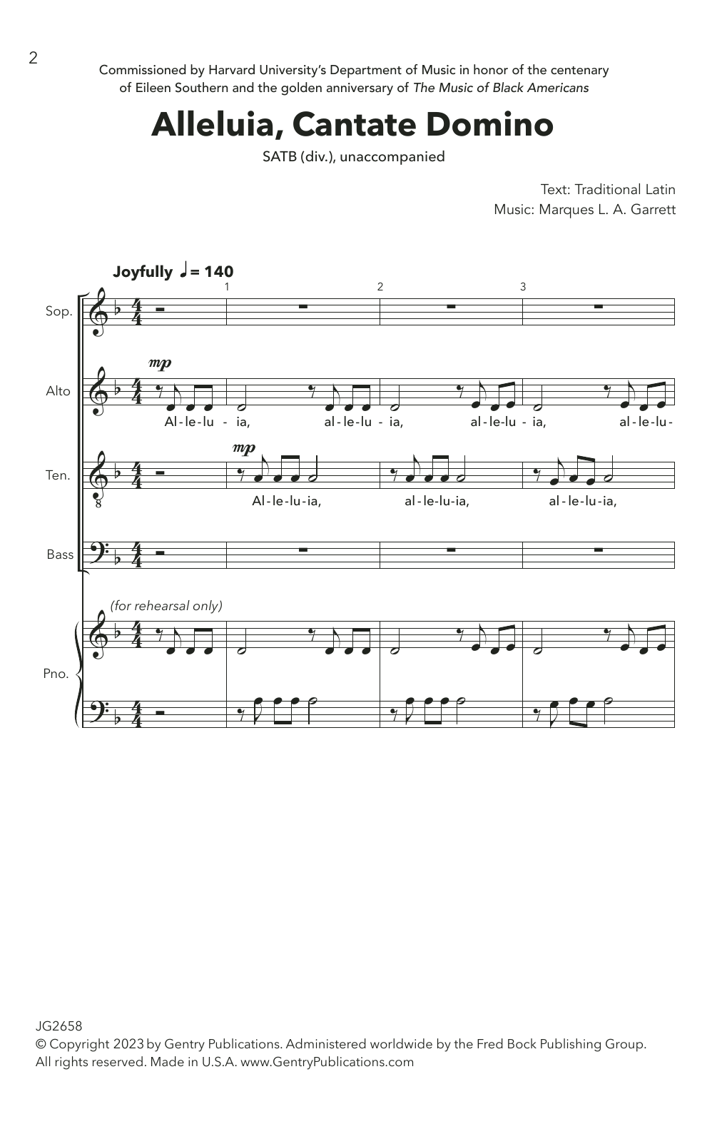 Marques L.A. Garrett Alleluia, Cantate Domino sheet music notes and chords arranged for Choir