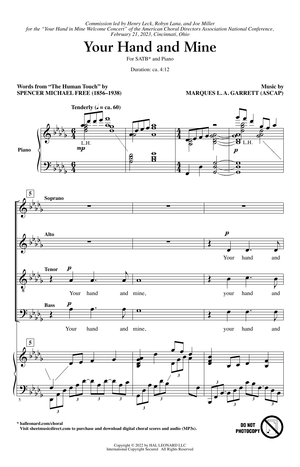 Marques L.A. Garrett Your Hand and Mine sheet music notes and chords arranged for SATB Choir