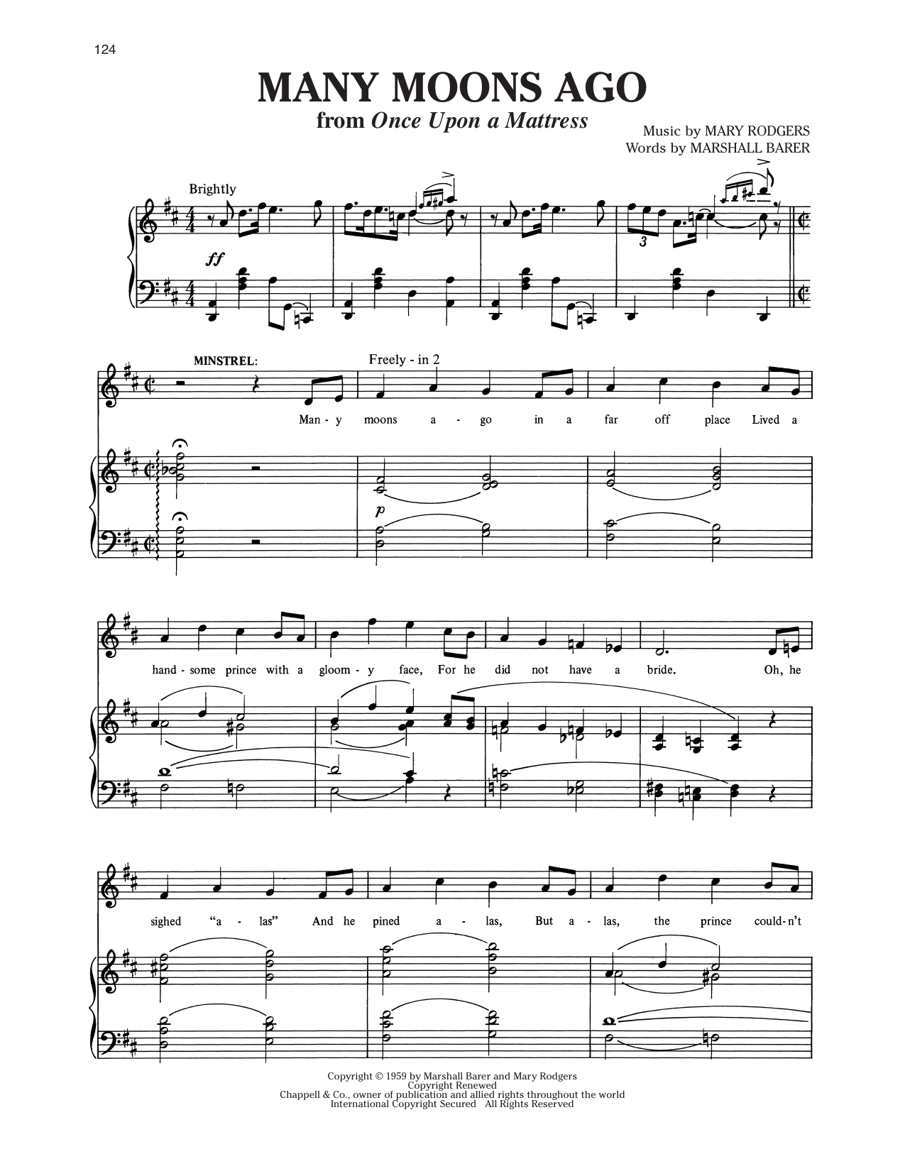 Marshall Barer Many Moons Ago (from Once Upon A Mattress) sheet music notes and chords arranged for Piano & Vocal