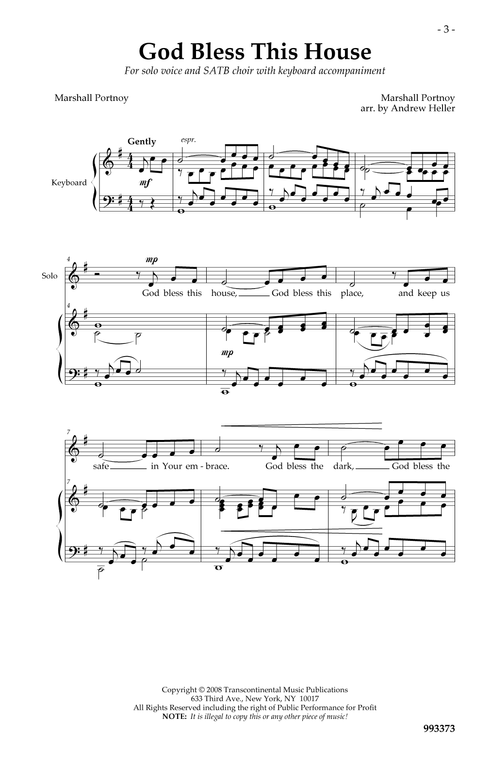 Marshall Portnoy God Bless This House sheet music notes and chords arranged for SATB Choir