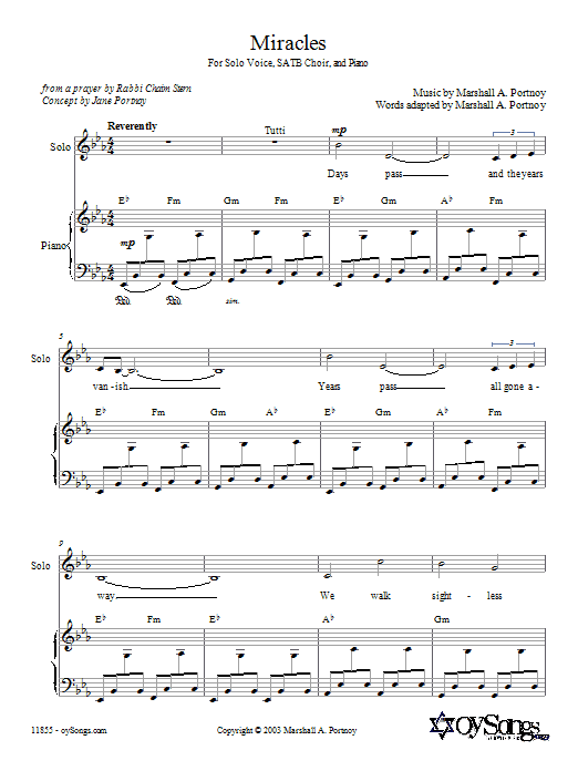 Marshall Portnoy Miracles sheet music notes and chords arranged for SATB Choir