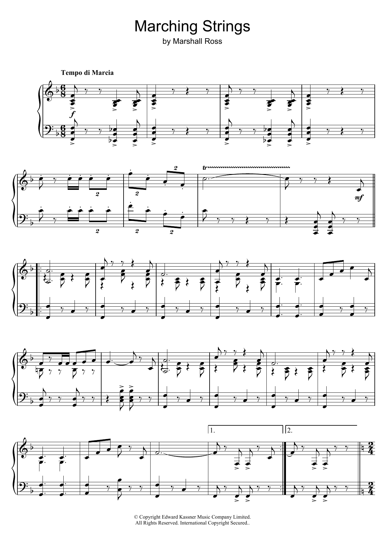 Marshall Ross Marching Strings sheet music notes and chords arranged for Piano Solo