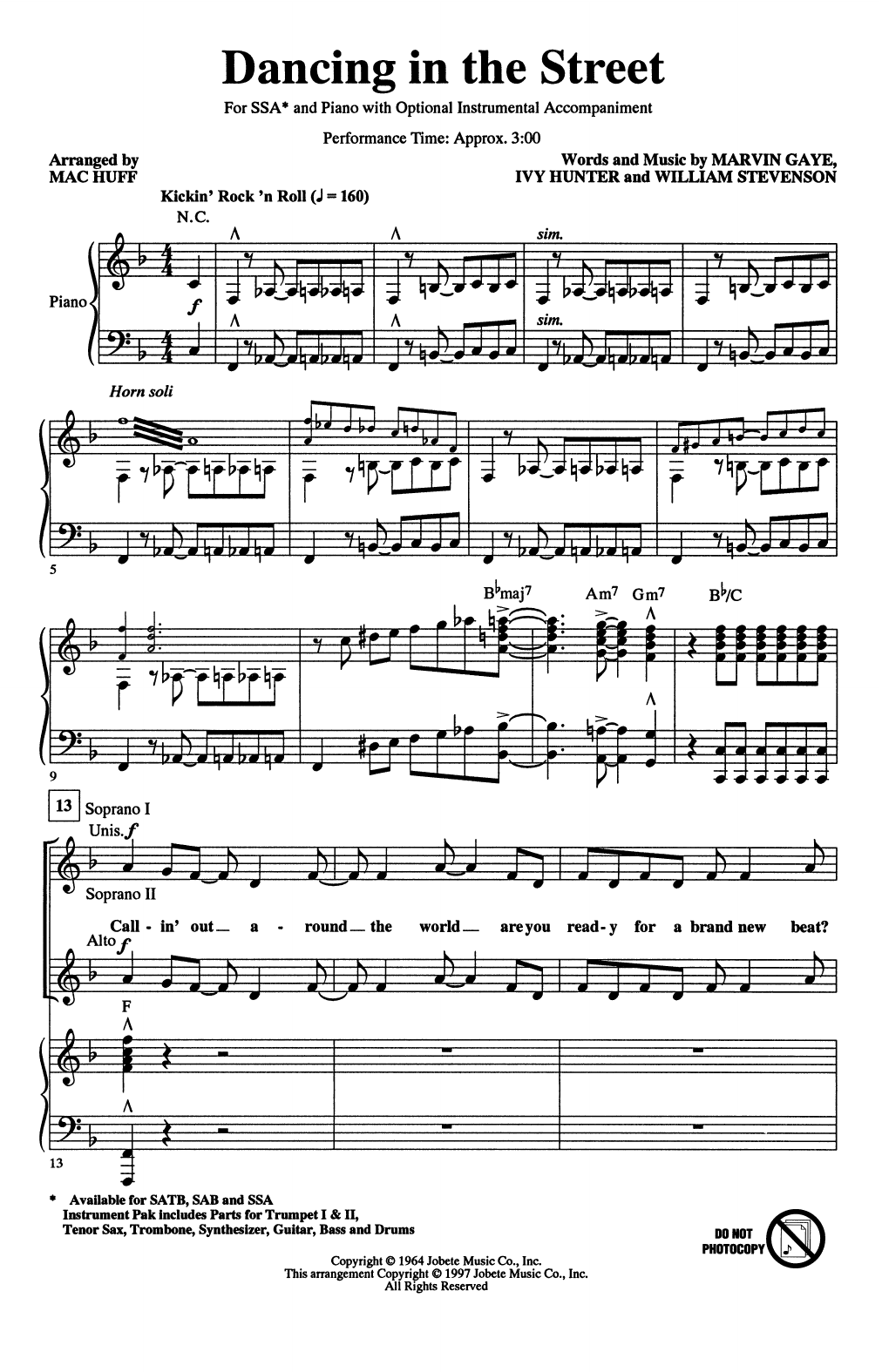Martha & The Vandellas Dancing In The Street (arr. Mac Huff) sheet music notes and chords arranged for SAB Choir