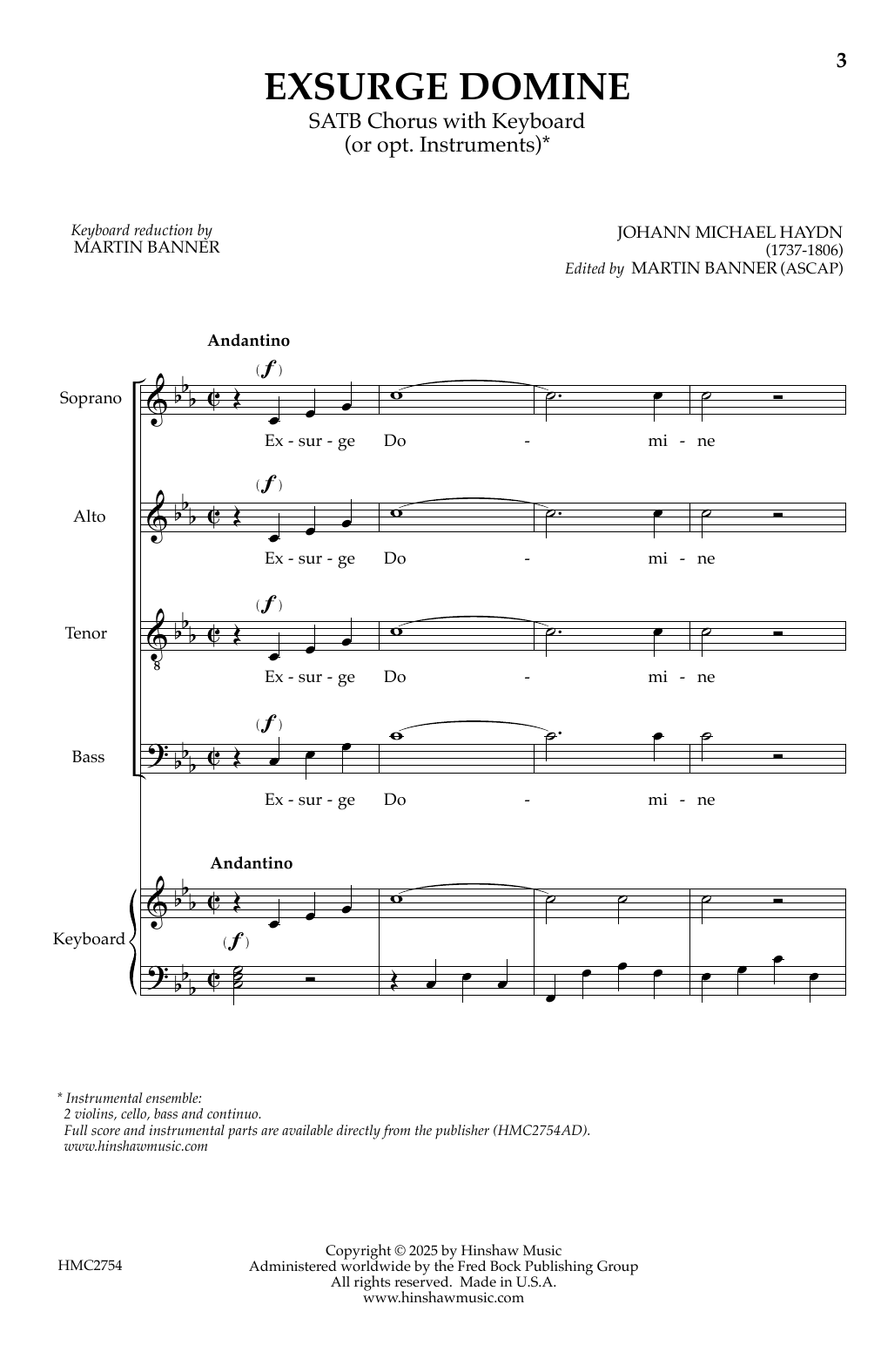 Martin Banner Exsurge Domine sheet music notes and chords arranged for SATB Choir