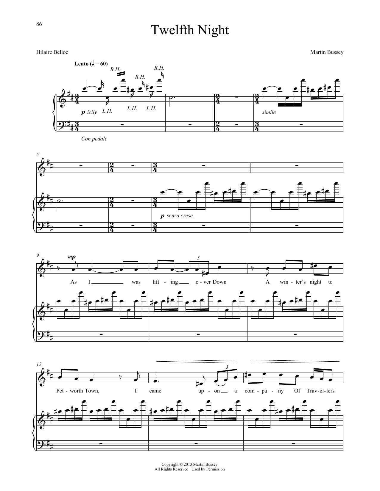 Martin Bussey Twelfth Night sheet music notes and chords arranged for Piano & Vocal