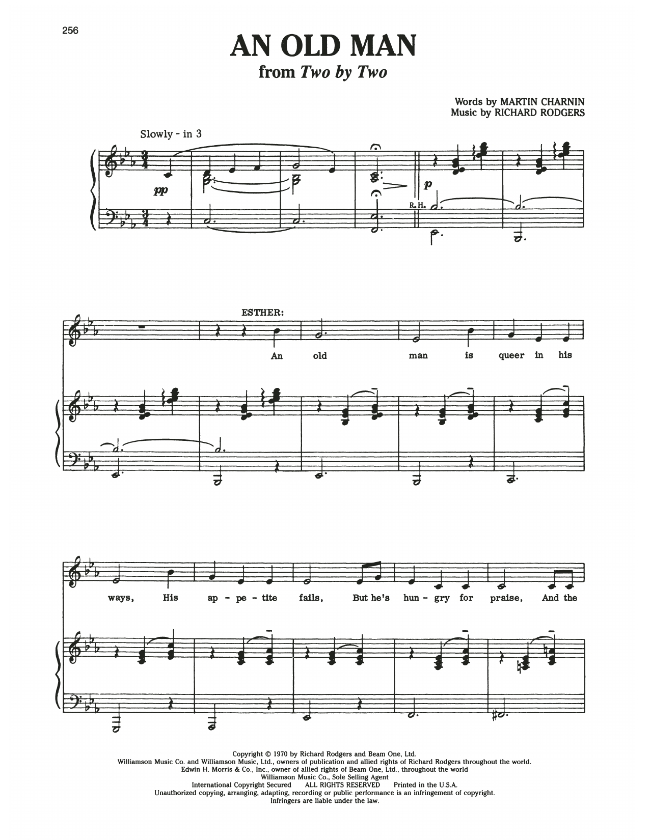 Martin Charnin An Old Man (from Two By Two) sheet music notes and chords arranged for Piano & Vocal
