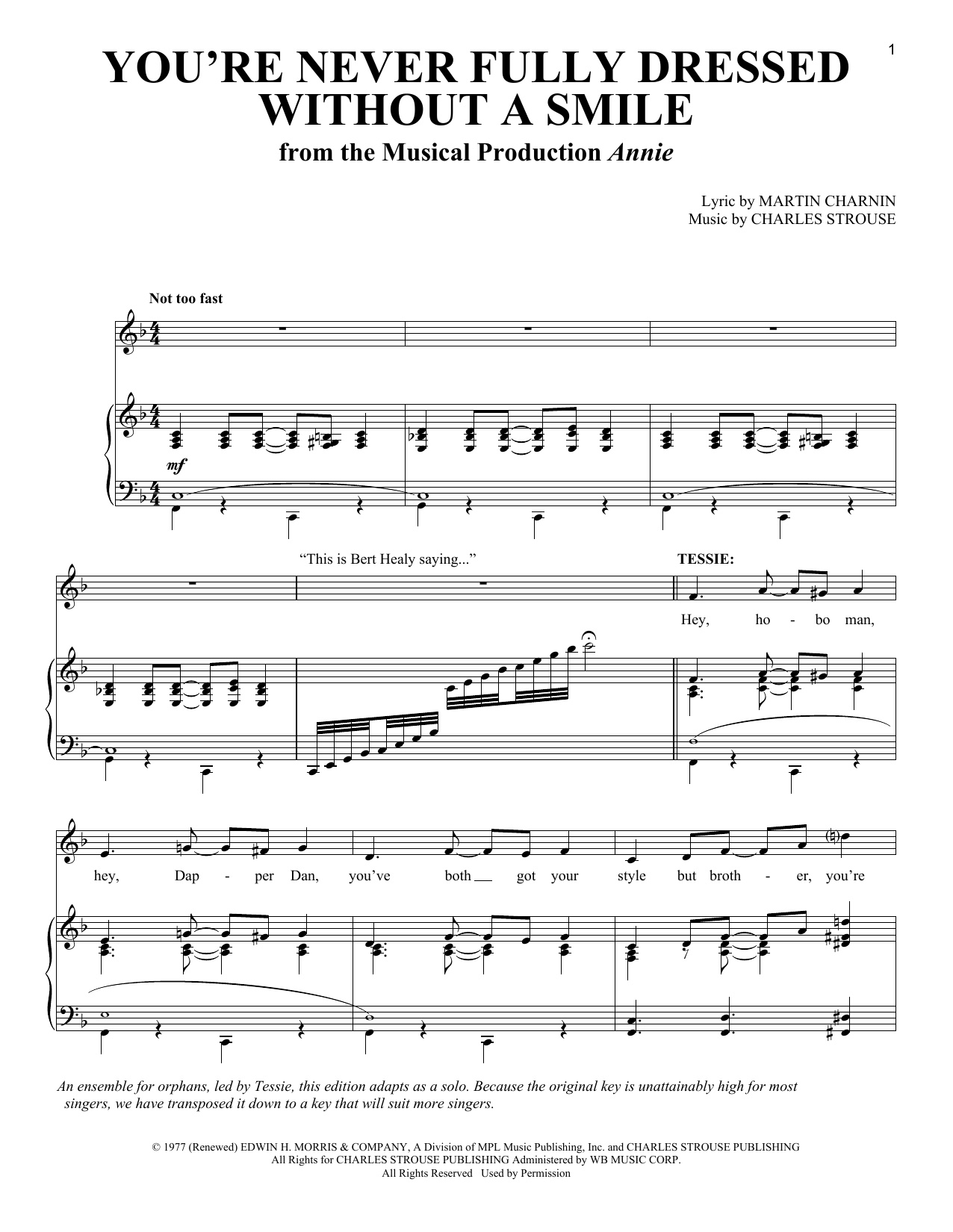 Martin Charnin You're Never Fully Dressed Without A Smile sheet music notes and chords arranged for Piano & Vocal
