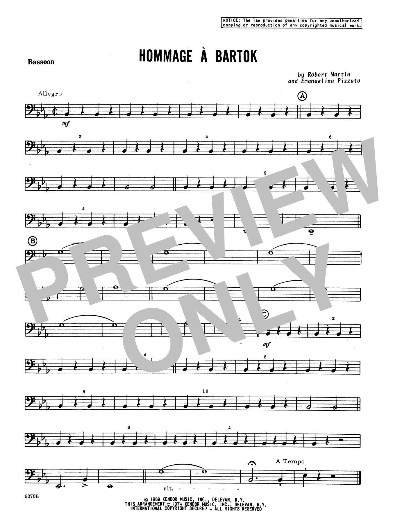 Martin Hommage A Bartok - Bassoon sheet music notes and chords. Download Printable PDF.