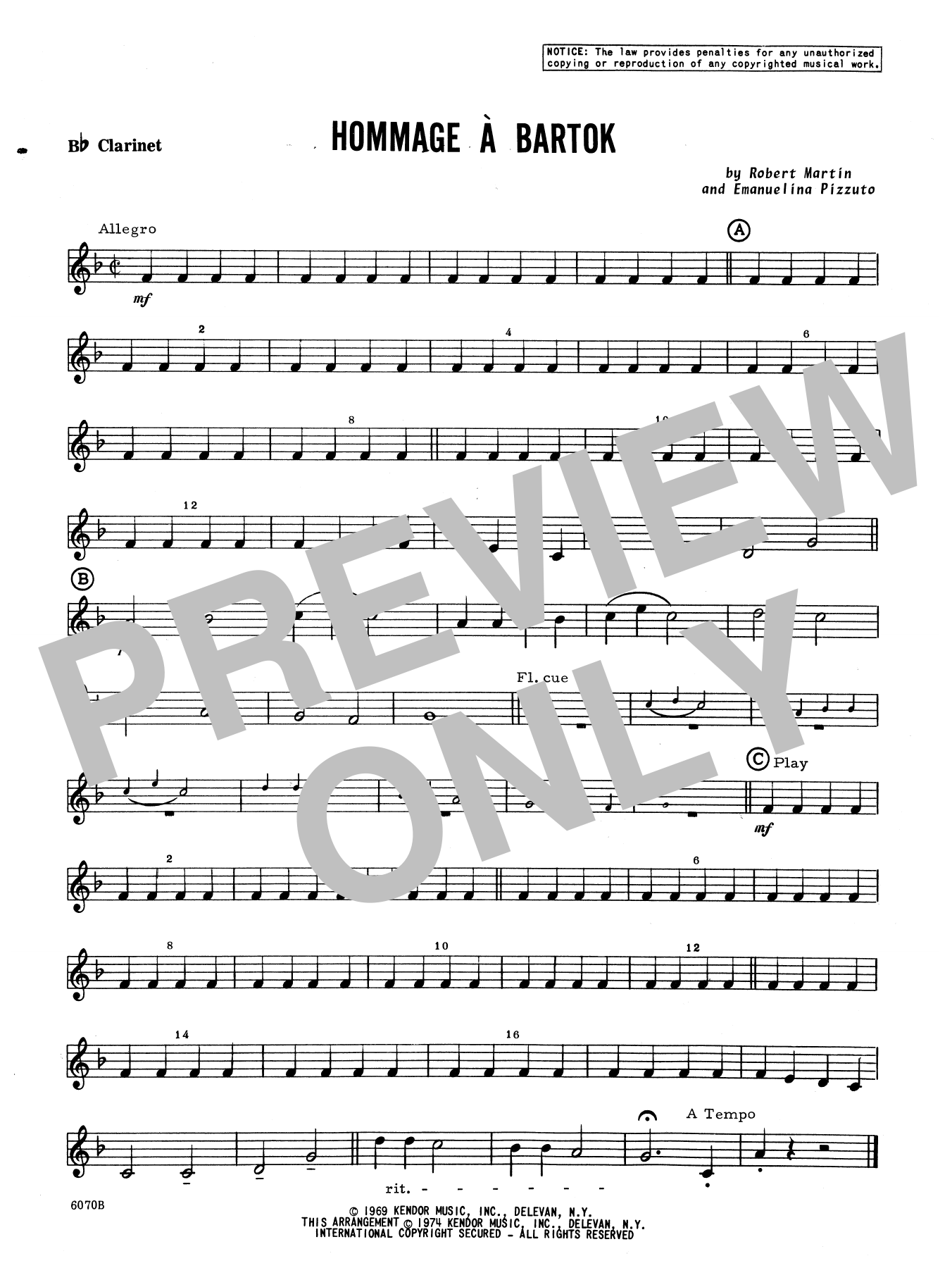 Martin Hommage A Bartok - Bb Clarinet sheet music notes and chords. Download Printable PDF.