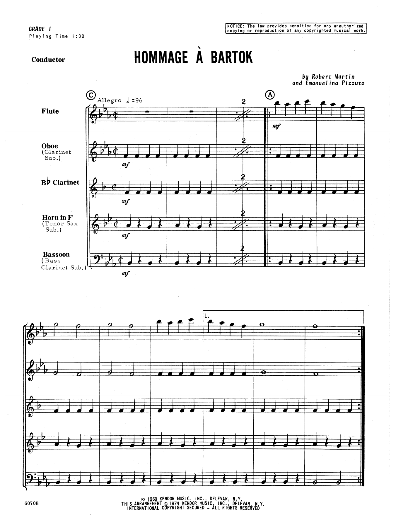 Martin Hommage A Bartok - Full Score sheet music notes and chords. Download Printable PDF.