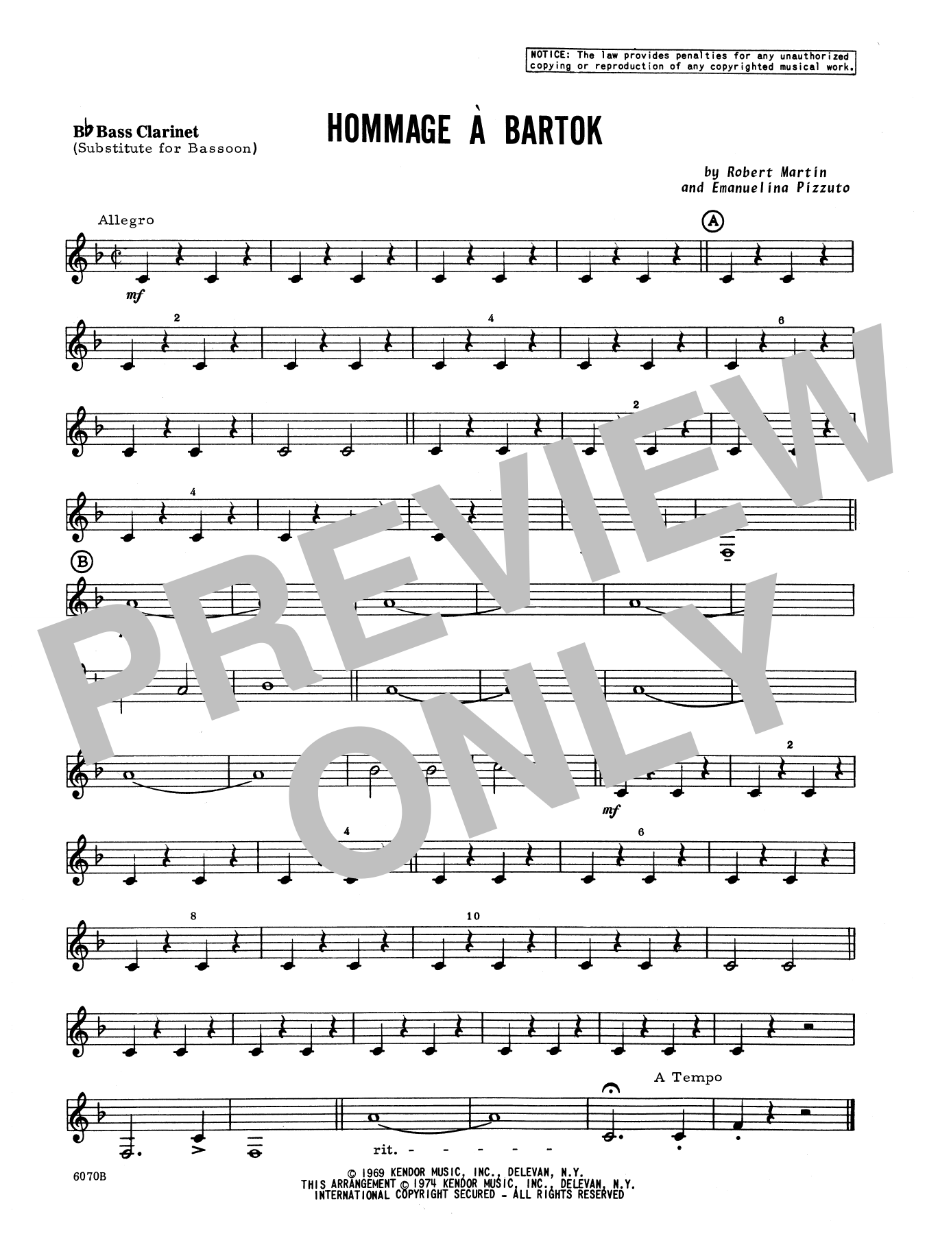 Martin Hommage A Bartok - Opt. Bass Clarinet sheet music notes and chords. Download Printable PDF.