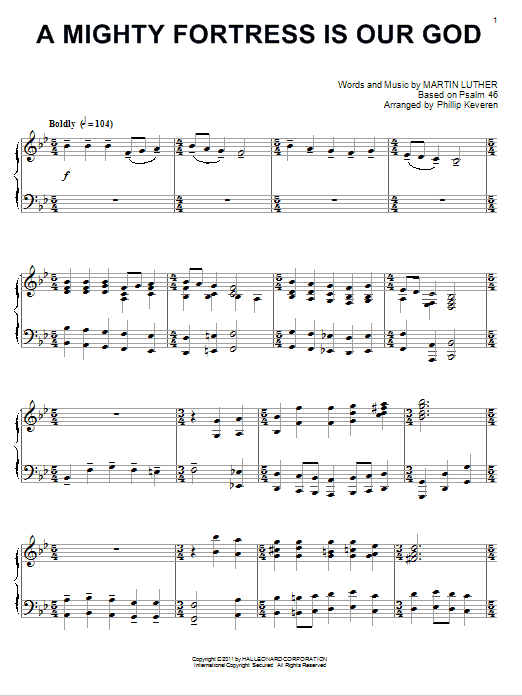 Martin Luther A Mighty Fortress Is Our God [Classical version] (arr. Phillip Keveren) sheet music notes and chords arranged for Piano Solo