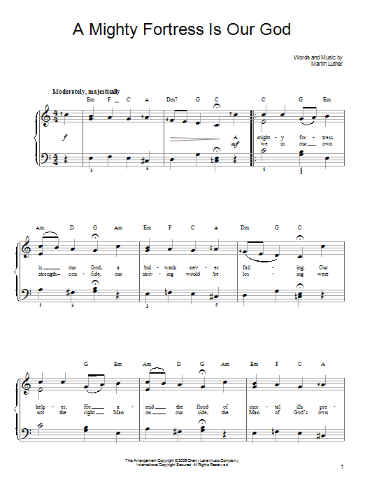 Martin Luther A Mighty Fortress Is Our God sheet music notes and chords arranged for Solo Guitar