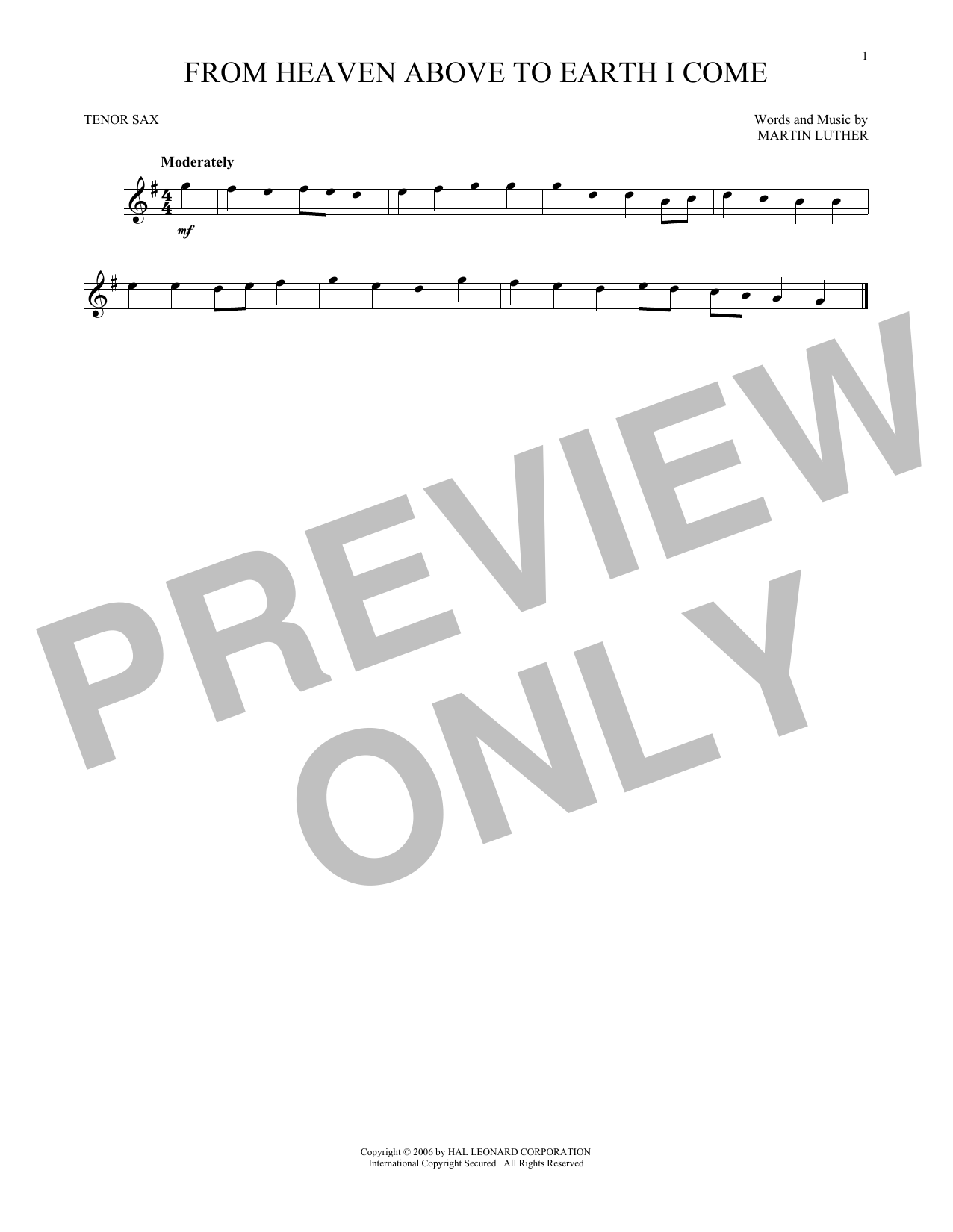 Martin Luther From Heaven Above To Earth I Come sheet music notes and chords arranged for Trombone Solo