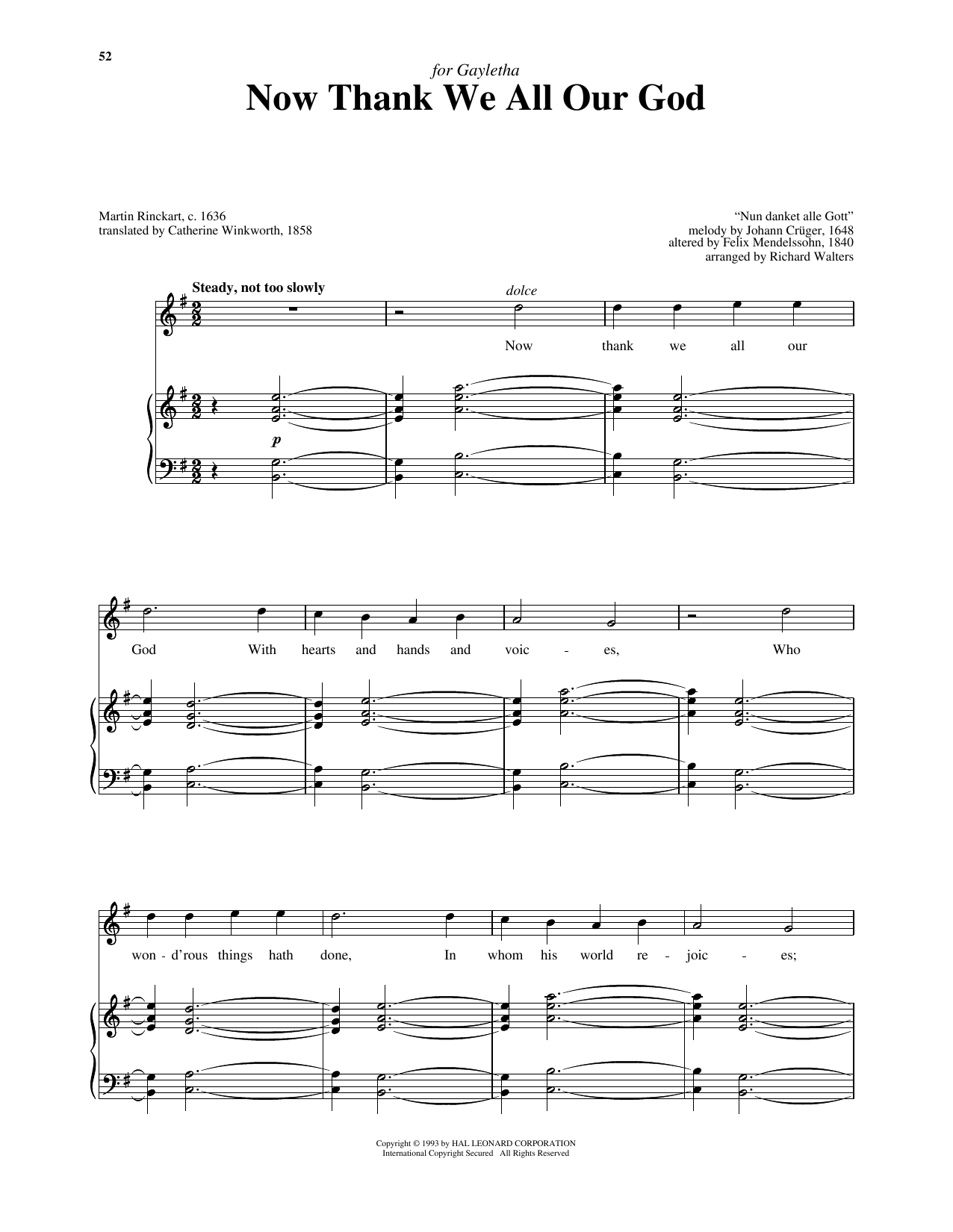 Martin Rinkart Now Thank We All Our God (arr. Richard Walters) (High Voice) sheet music notes and chords arranged for Piano & Vocal