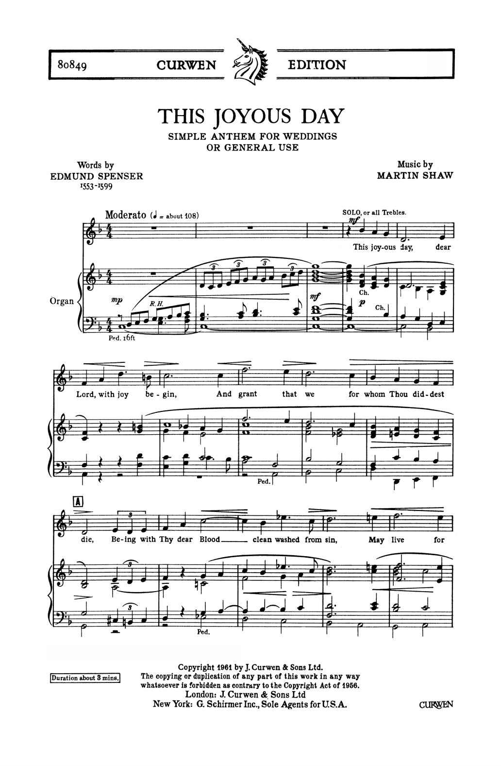 Martin Shaw This Joyous Day sheet music notes and chords arranged for Choir