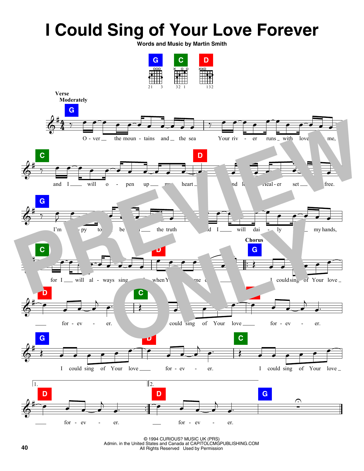 Martin Smith I Could Sing Of Your Love Forever sheet music notes and chords arranged for ChordBuddy