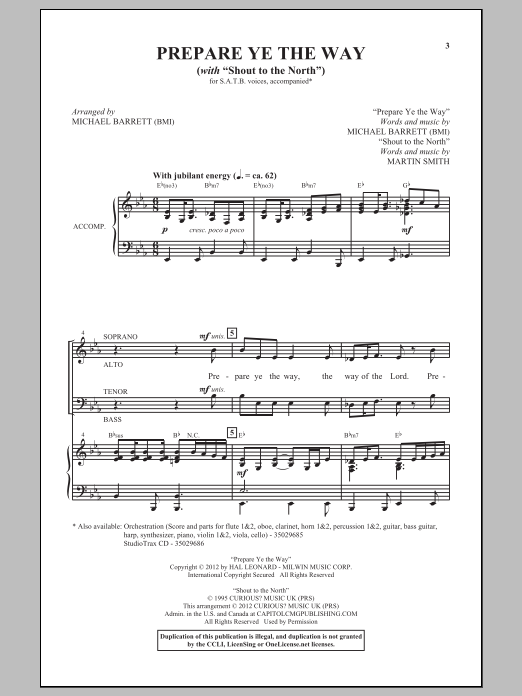 Martin Smith Shout To The North sheet music notes and chords arranged for Lead Sheet / Fake Book