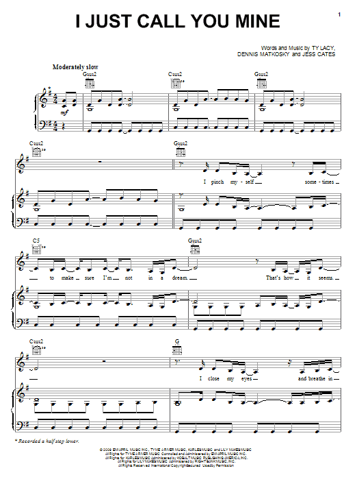 Martina McBride I Just Call You Mine sheet music notes and chords arranged for Piano, Vocal & Guitar Chords (Right-Hand Melody)