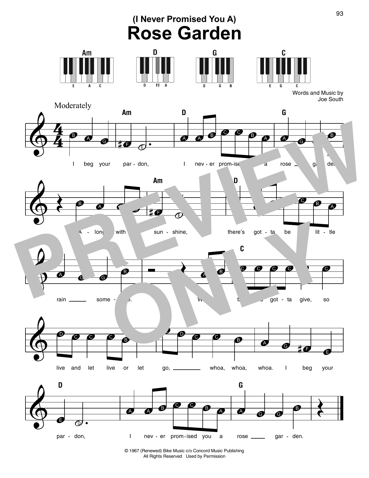 Martina McBride (I Never Promised You A) Rose Garden sheet music notes and chords arranged for Super Easy Piano