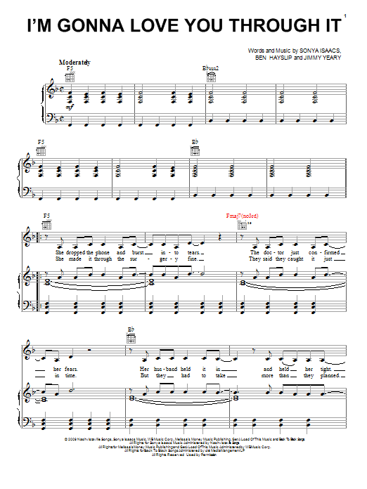 Martina McBride I'm Gonna Love You Through It sheet music notes and chords arranged for Piano, Vocal & Guitar Chords (Right-Hand Melody)