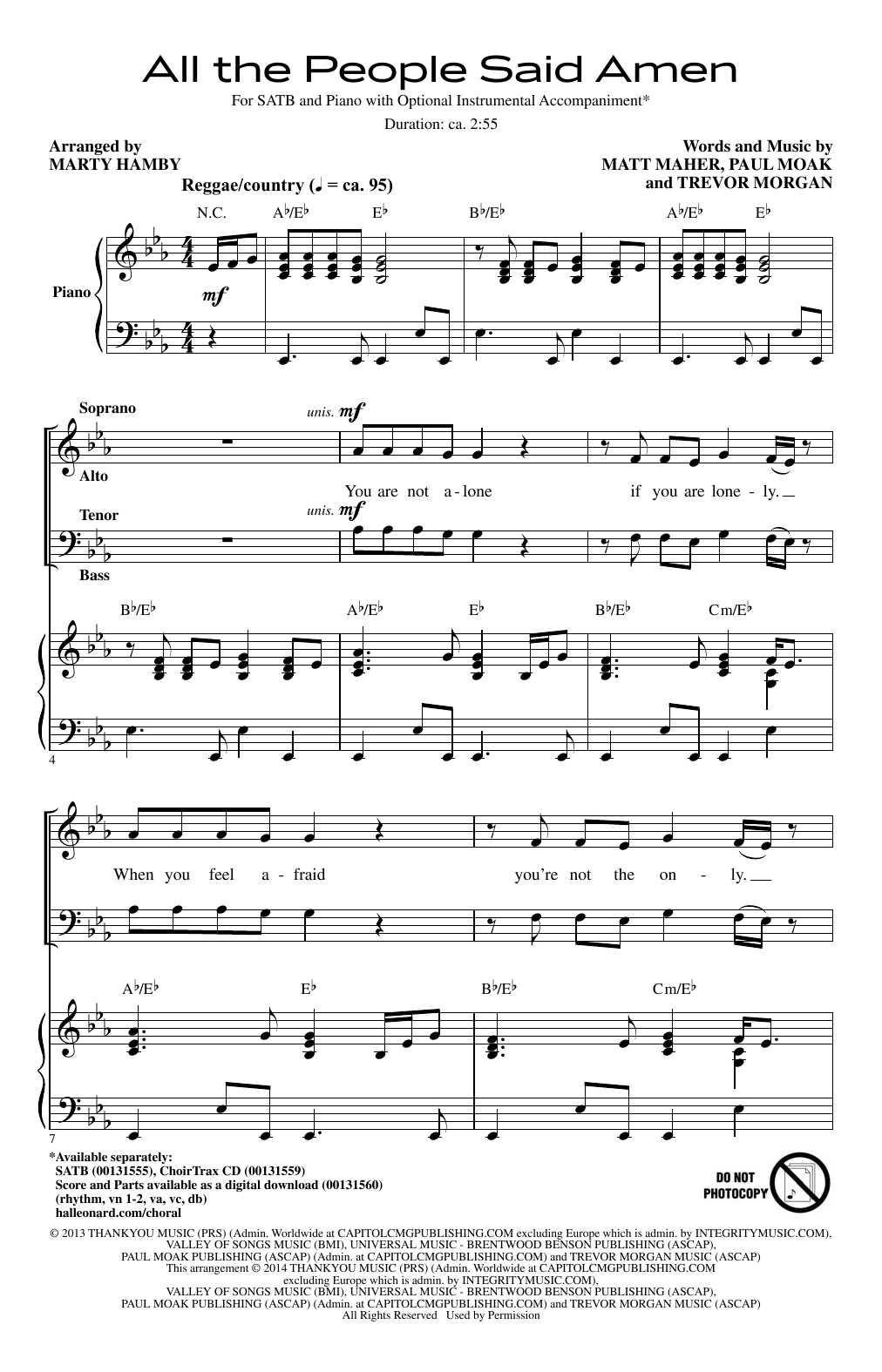 Marty Hamby All The People Said Amen sheet music notes and chords arranged for SATB Choir