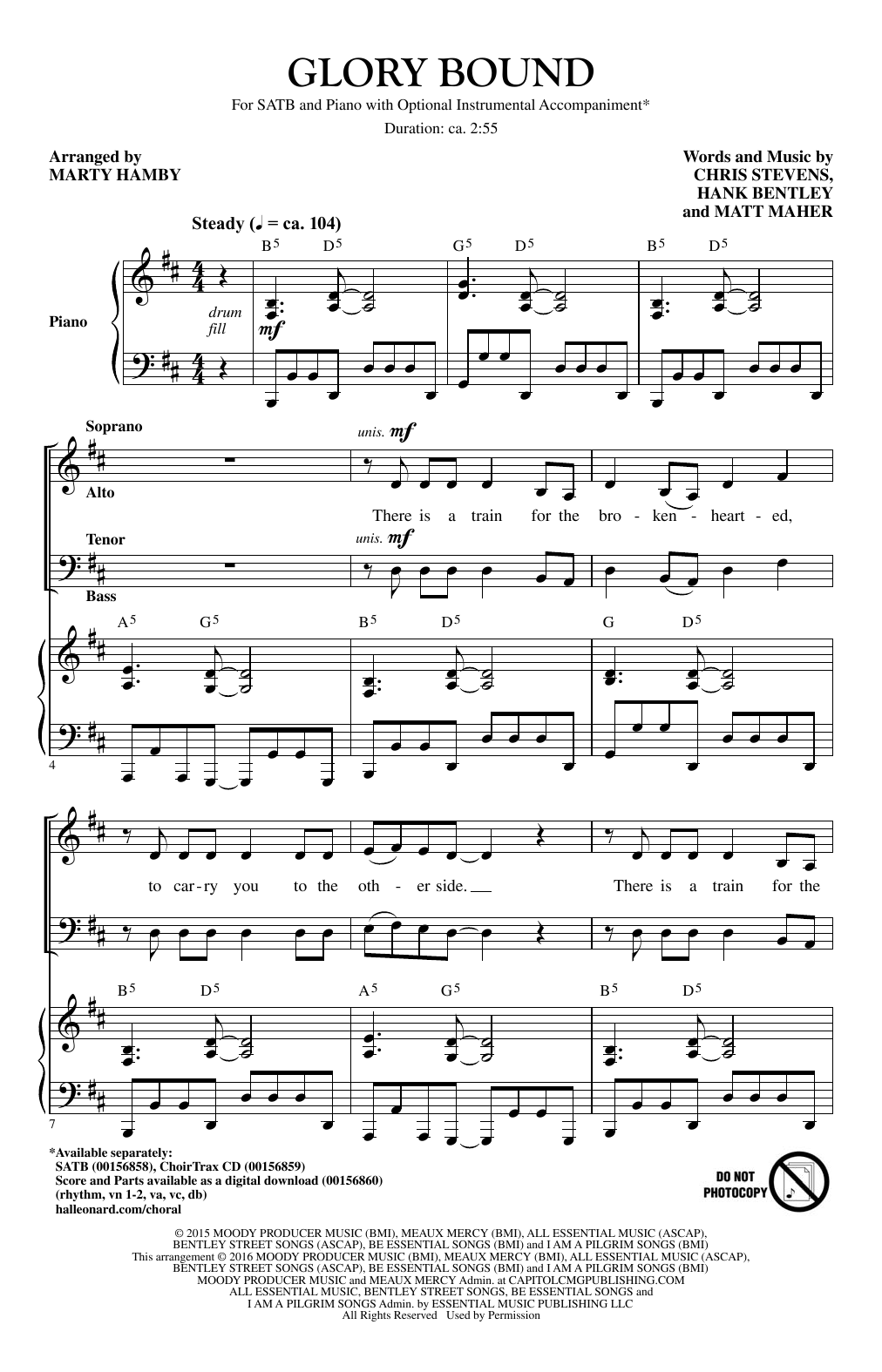 Marty Hamby Glory Bound sheet music notes and chords arranged for SATB Choir
