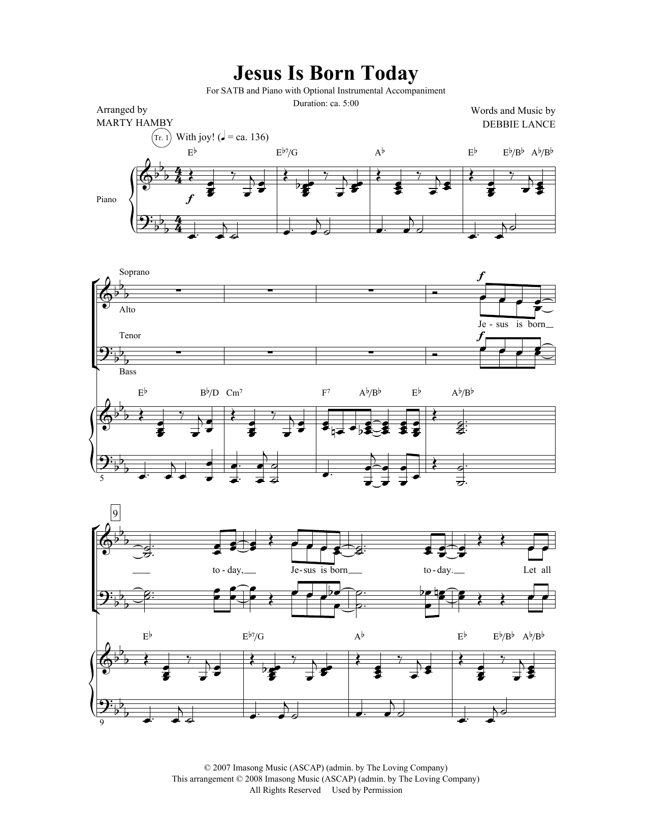 Marty Hamby Jesus Is Born Today sheet music notes and chords arranged for SATB Choir