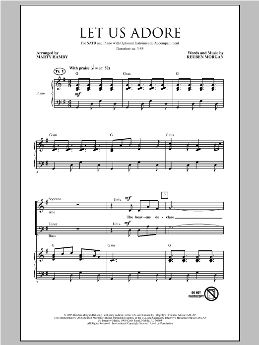 Marty Hamby Let Us Adore sheet music notes and chords arranged for SATB Choir