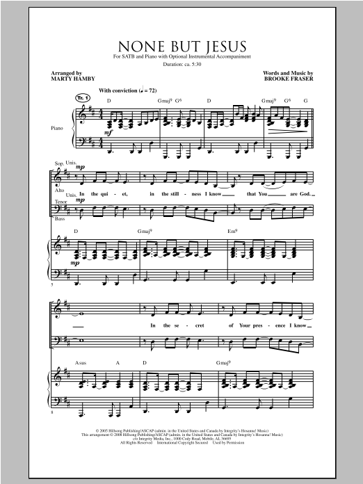 Marty Hamby None But Jesus sheet music notes and chords arranged for SATB Choir