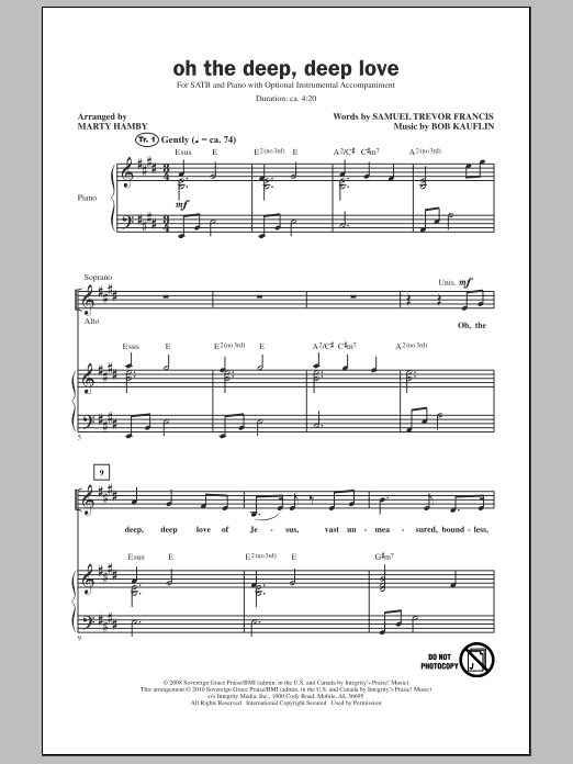 Marty Hamby Oh The Deep Deep Love sheet music notes and chords arranged for SATB Choir