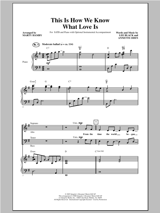 Marty Hamby This Is How We Know What Love Is sheet music notes and chords arranged for SATB Choir