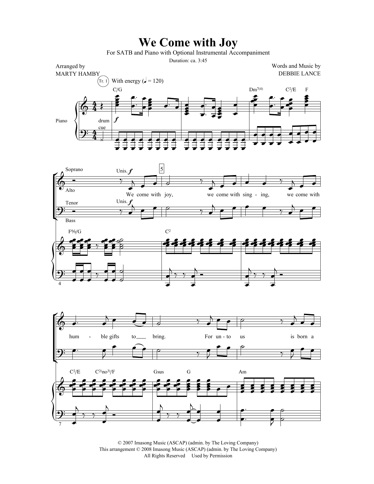Marty Hamby We Come With Joy sheet music notes and chords arranged for SATB Choir