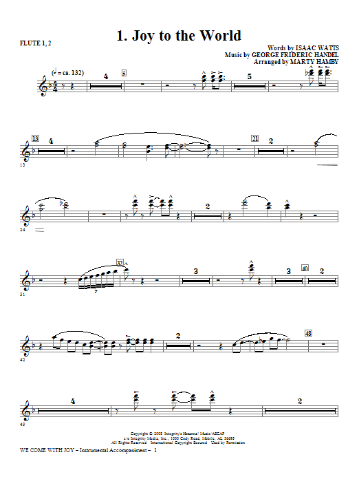 Marty Hamby We Come With Joy Orchestration - Flute 1 & 2 sheet music notes and chords arranged for Choir Instrumental Pak