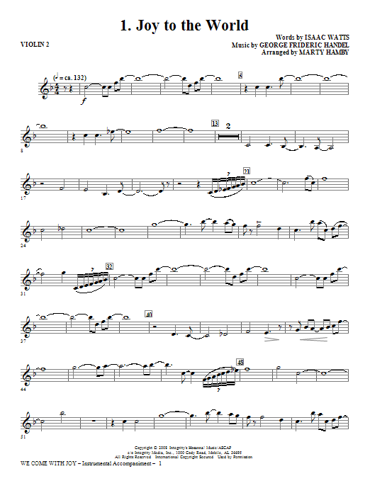 Marty Hamby We Come With Joy Orchestration - Violin 2 sheet music notes and chords arranged for Choir Instrumental Pak