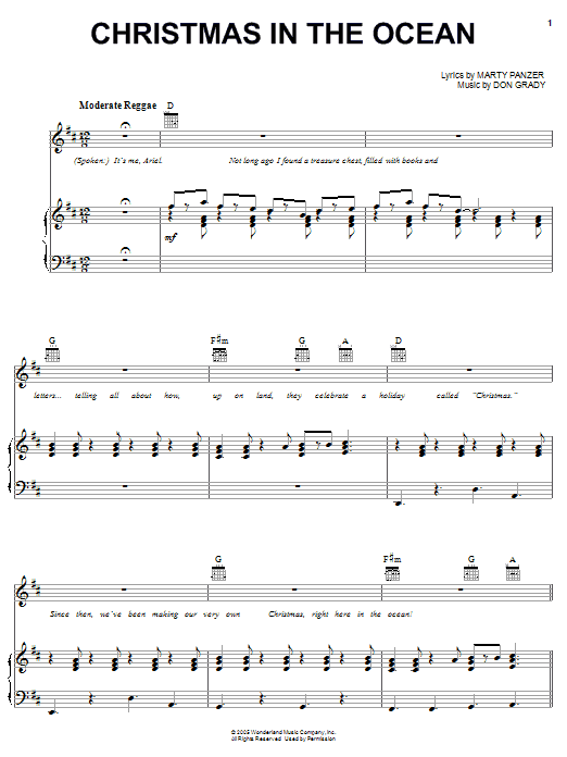 Marty Panzer Christmas In The Ocean sheet music notes and chords arranged for Piano, Vocal & Guitar Chords (Right-Hand Melody)