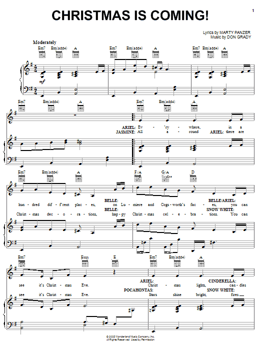 Marty Panzer Christmas Is Coming! sheet music notes and chords arranged for Piano, Vocal & Guitar Chords (Right-Hand Melody)