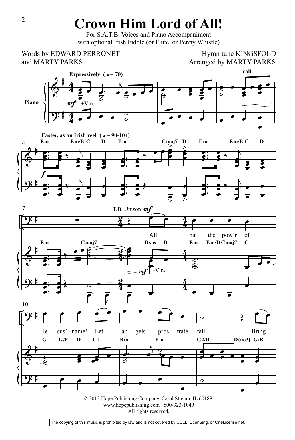 Marty Parks Crown Him Lord Of All! sheet music notes and chords arranged for Piano & Vocal
