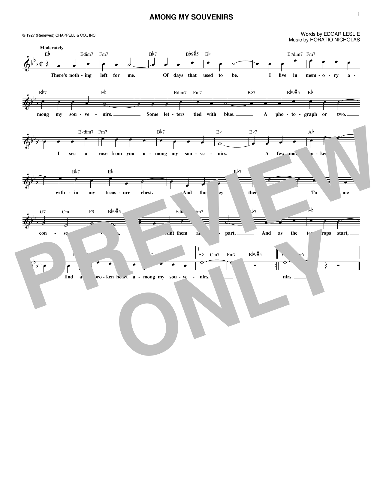 Marty Robbins Among My Souvenirs sheet music notes and chords arranged for Lead Sheet / Fake Book
